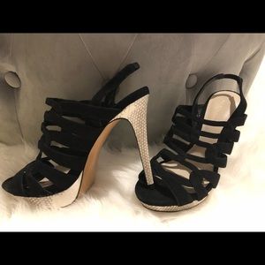 Elie Tahari Suede & Snakeskin Platform Heels